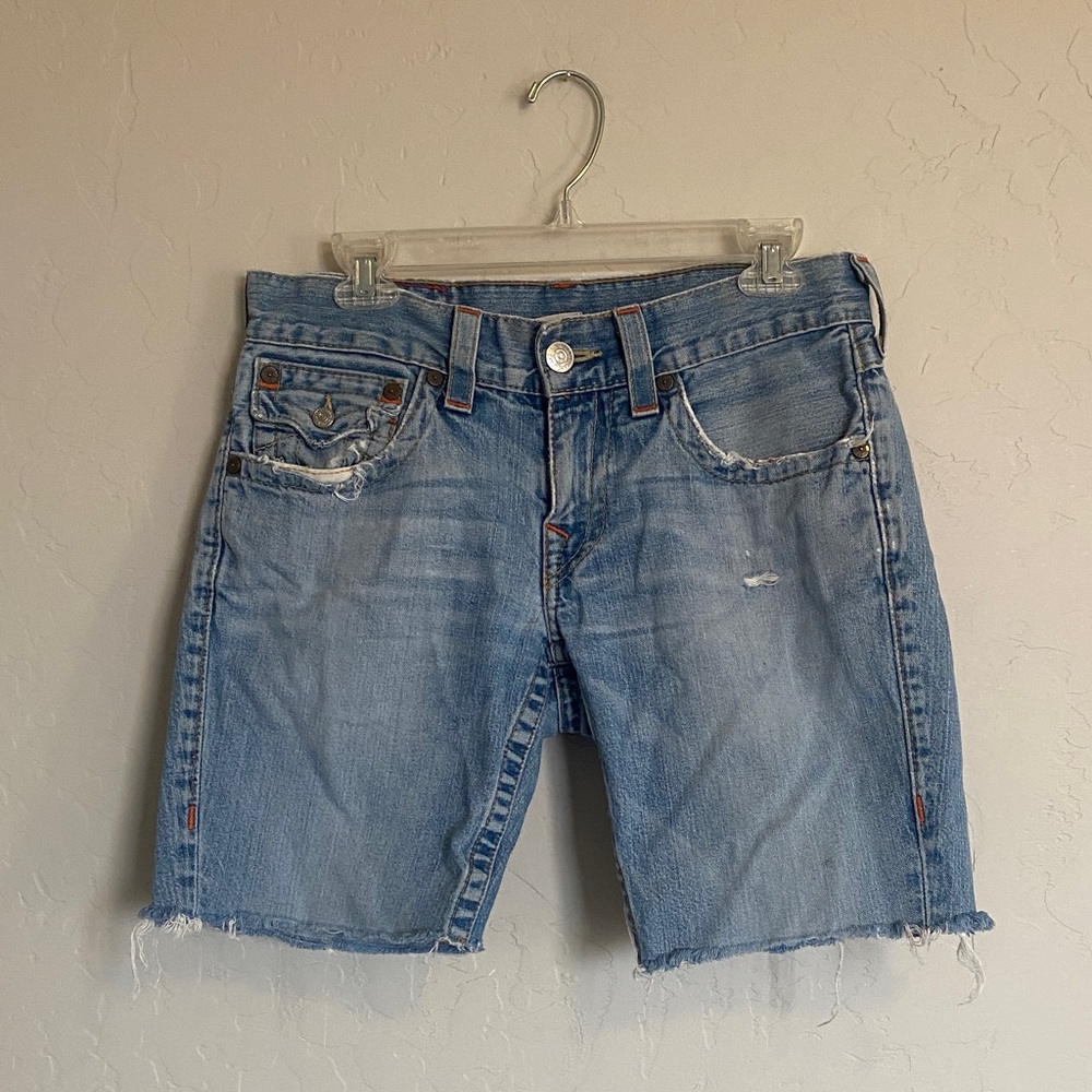 True Religion Light Blue Cut Off Jean Shorts Joey